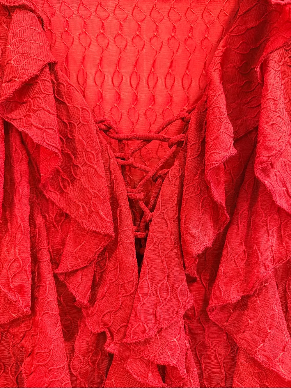 Red Ruffle Long-Sleeve Romper - Picture 2 of 2